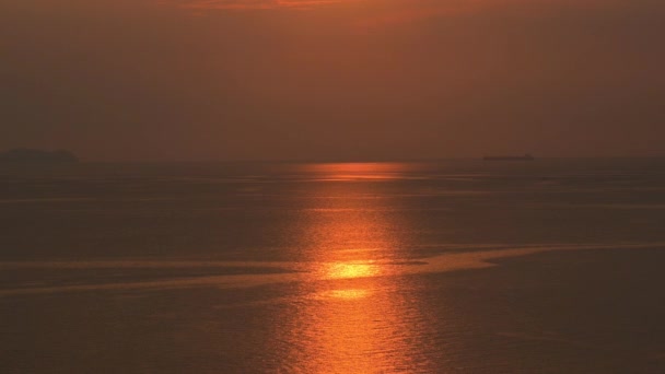 Landschap Van Uitzicht Zee Met Gouden Zonsondergang Avond Natuurlijke Achtergrond — Stockvideo