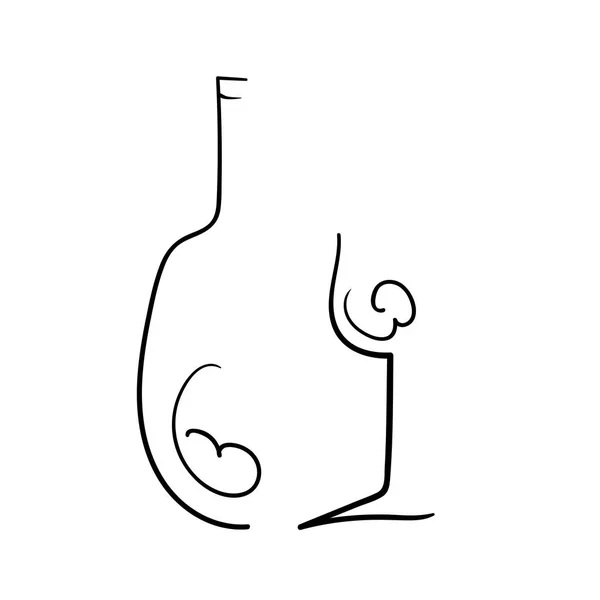 Weinglas Und Flasche Stilisiert Abstrakter Vektor — Stockvektor