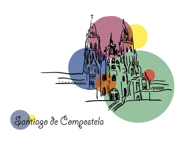 Santiago Compostela Colorido Fondo — Vector de stock