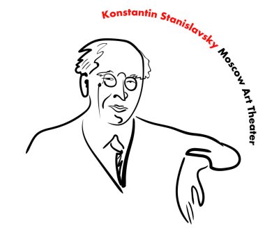 Ünlü Rus öğretmen, yönetmen, aktör, yazar, kurucusu Moskova Sanat Tiyatrosu Stanislavsky portresi