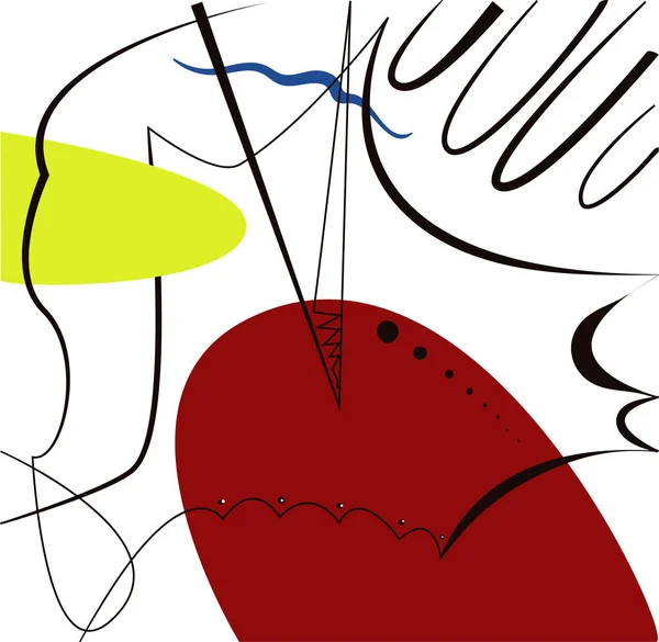 Obra de arte vectorial abstracta, inspirada en la pintora española Joan Miro — Vector de stock
