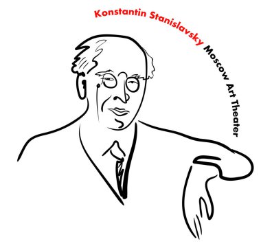 Ünlü Rus öğretmen, yönetmen, aktör, yazar, kurucusu Moskova Sanat Tiyatrosu Stanislavsky portresi