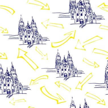 Katedral Santiago de Compostela sarı oklarla ile sorunsuz