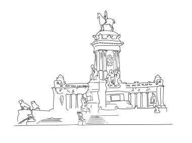 Retiro Park taslak vektörü beyaz arkaplanda izole edildi, Retiro Park şeffaf işareti, çizgi veya doğrusal işaret, ana hatlar biçiminde element tasarımı