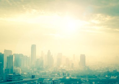 Soyut bulanık hava görüntüsü şehir ufuk çizgisi manzara günbatımı arka planı