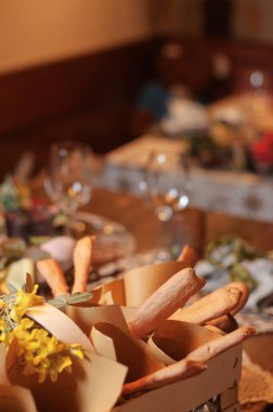 Kırsal Breadstie Grissini. Tipik İtalyan yemeği.