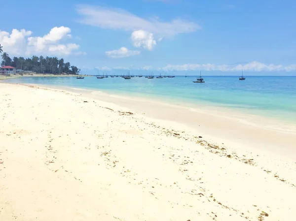 Praia Areia Zanzibar Com Oceano — Fotografia de Stock