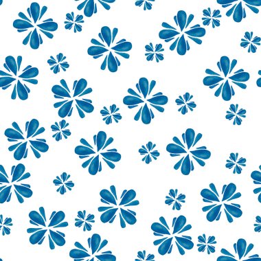 Şirin mavi çiçek kusursuz desen, el çizimi tasarım ve yaratıcılık için taç yaprakları