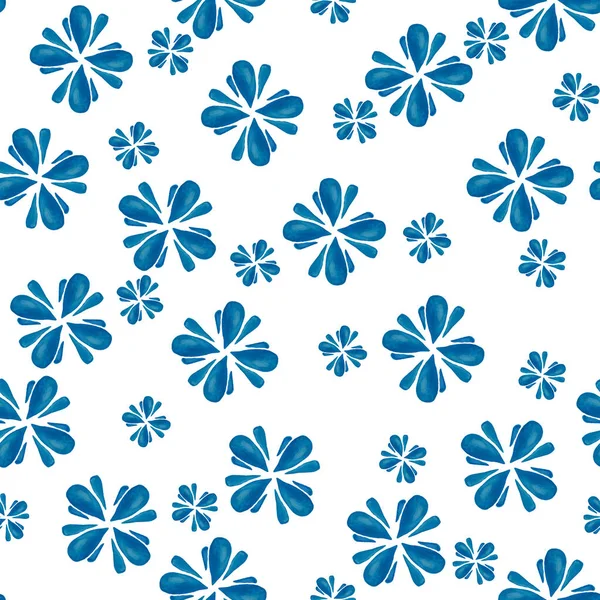 Şirin mavi çiçek kusursuz desen, el çizimi tasarım ve yaratıcılık için taç yaprakları