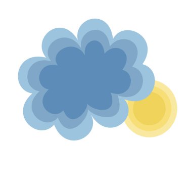 Mavi bulutun arkasındaki sarı güneş, tasarım için vektör illüstrasyonuName