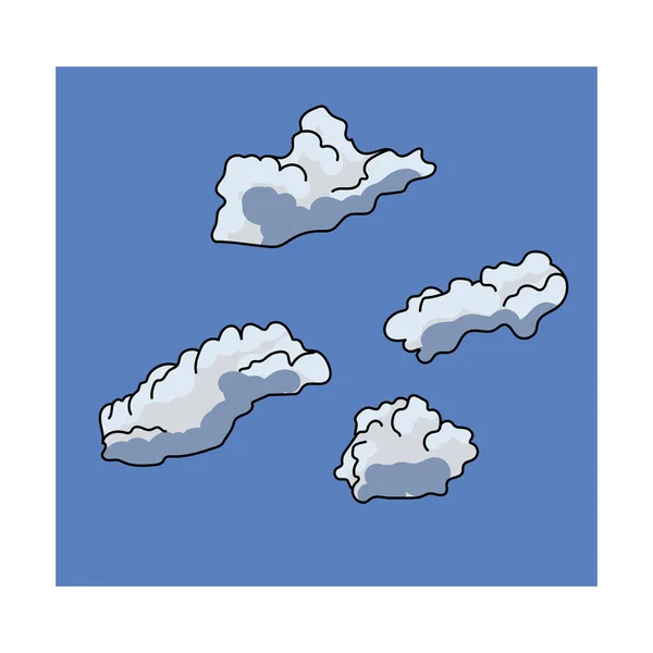 Nuvens Brancas Céu Azul Nuvens Voadoras Com Contorno Preto Desenho — Vetor de Stock