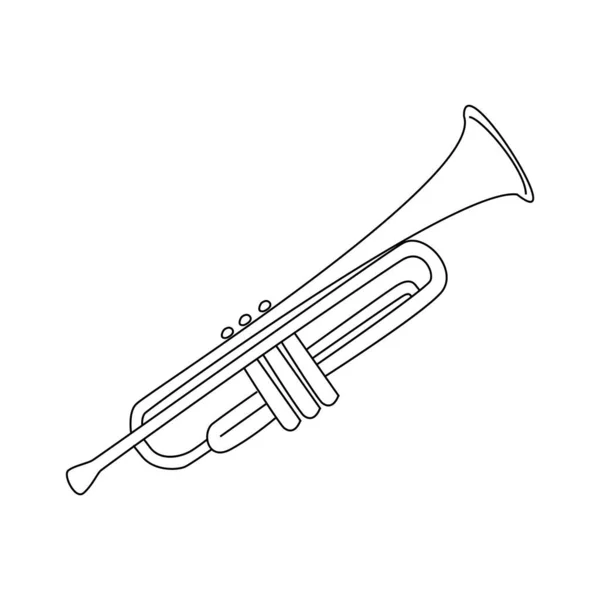Trumpet Musical Instrument Wind Instrument Orchestra Jazz Equipment Vector Outline — Stock Vector