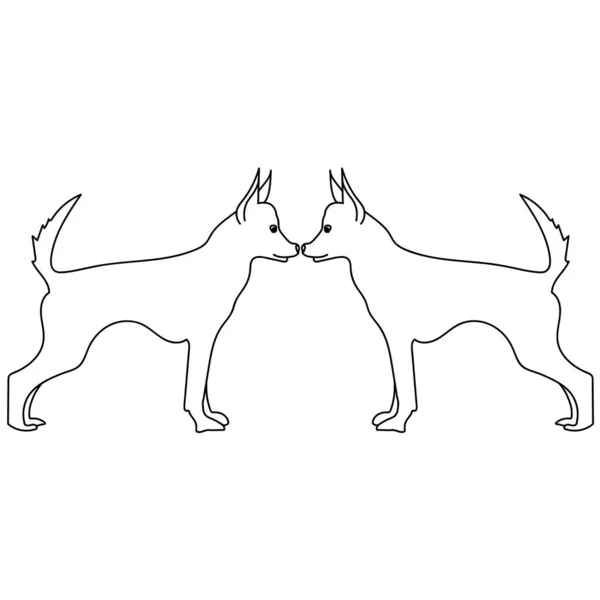 Dos Perros Nariz Nariz Con Colas Hacia Arriba Amistad Del — Vector de stock