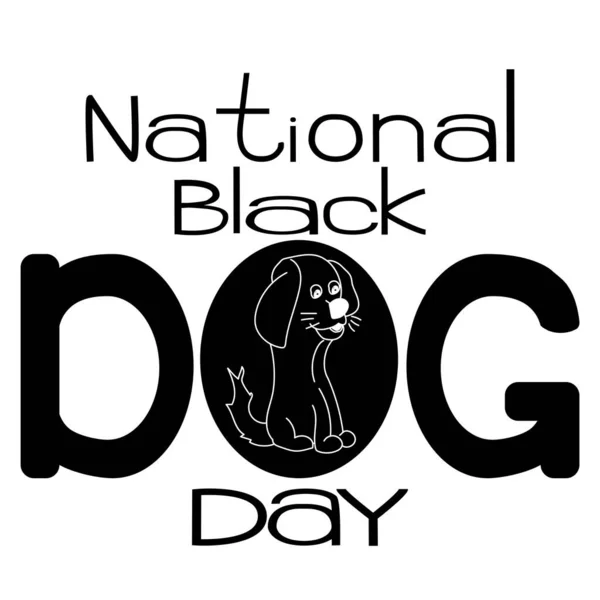 National Black Dog Day Vázlatos Kép Egy Aranyos Kiskutya Tematikus — Stock Vector