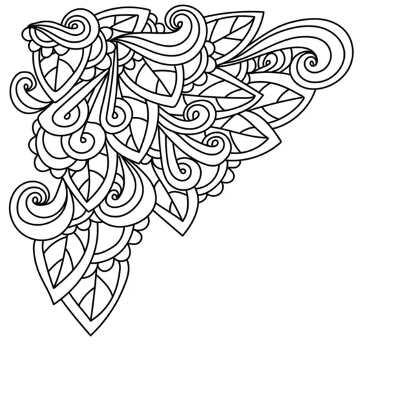 Abstract Zia Patterns Curls Floral Motifs Leaves Coloring Page Linear — Stock Vector
