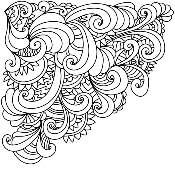 Doodle Wzory Loki Płatki Kwiatów Dekoracyjne Strony Antystresowe Rogu Kolorowanki — Wektor stockowy