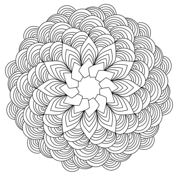 Mandala Contour Avec Arcs Symétriques Lignes Ondulées Coloriage Stress Avec — Image vectorielle