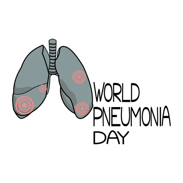 Světový Den Pneumonie Schematické Znázornění Lidských Plic Lézemi Tematickým Nápisem — Stockový vektor