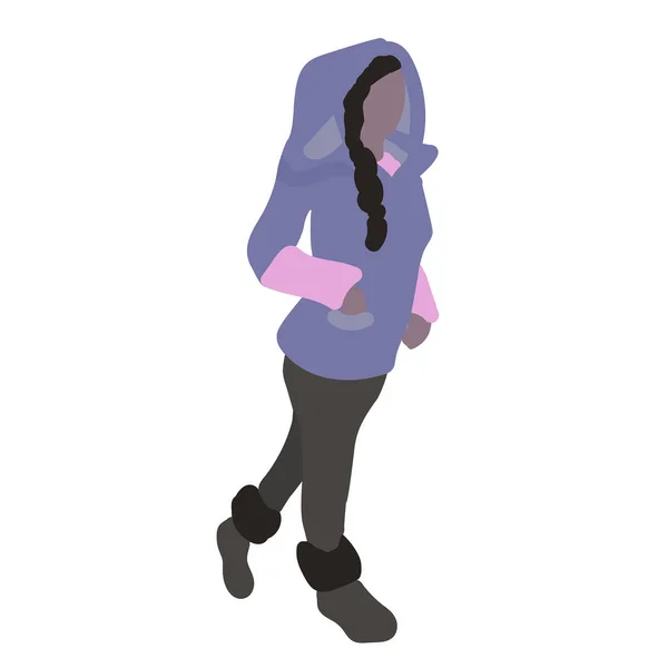 Figura Uma Menina Capuz Violeta Espaçoso Calças Escuras Uma Silhueta — Vetor de Stock
