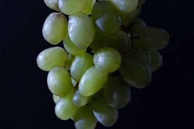 Siyah arkaplanda yeşil üzümlü quiche mish var; Stüdyo fotoğrafçılığı