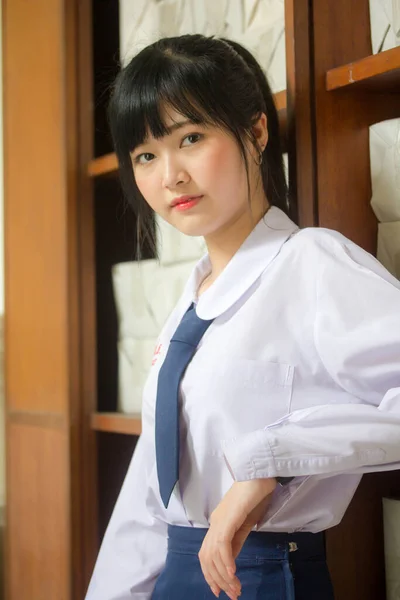 Porträt Von Thai High School Student Uniform Teen Schöne Mädchen — Stockfoto