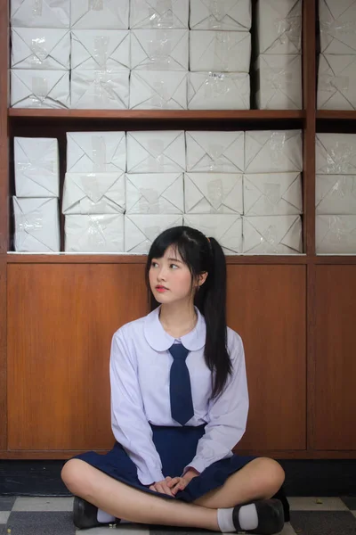 Porträt Von Thai High School Student Uniform Teen Schöne Mädchen — Stockfoto