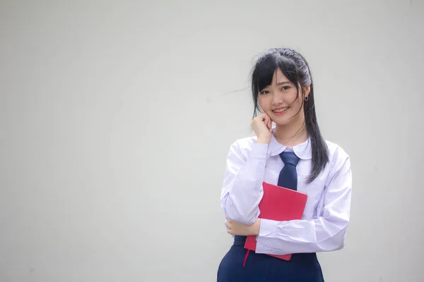 Azië Thai Middelbare School Student Uniform Mooi Meisje Lees Een — Stockfoto