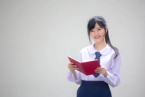 Azië Thai Middelbare School Student Uniform Mooi Meisje Lees Een — Stockfoto