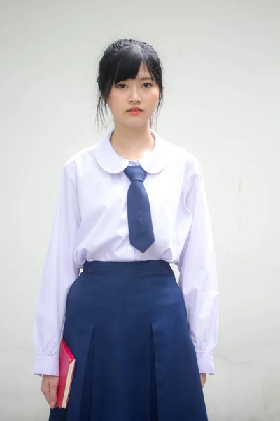 Portret Van Thaise Middelbare School Student Uniform Tiener Mooi Meisje — Stockfoto