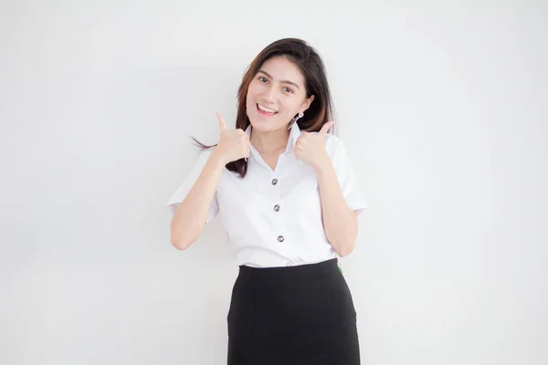 Portrait Von Thai Adult Student Universität Uniform Schön Mädchen Ausgezeichnet — Stockfoto