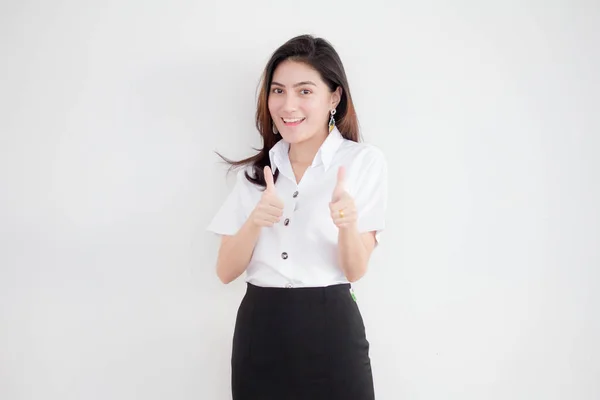 Portrét Thajské Dospělé Studentské Univerzity Uniforma Krásná Dívka Vynikající — Stock fotografie