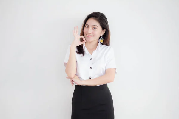 Retrato Tailandés Estudiante Adulto Universidad Uniforme Hermosa Chica —  Fotos de Stock