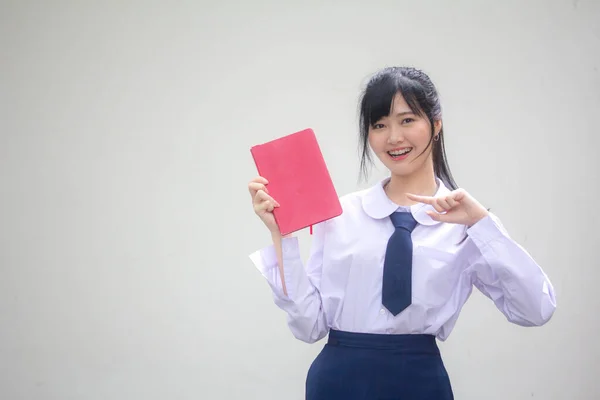 Azië Thai Middelbare School Student Uniform Mooi Meisje Lees Een — Stockfoto