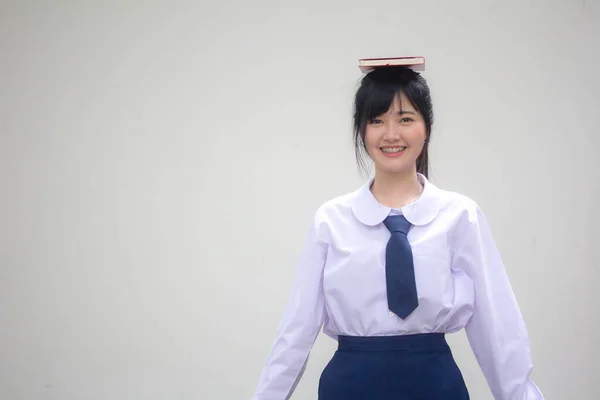 Azië Thai Middelbare School Student Uniform Mooi Meisje Lees Een — Stockfoto