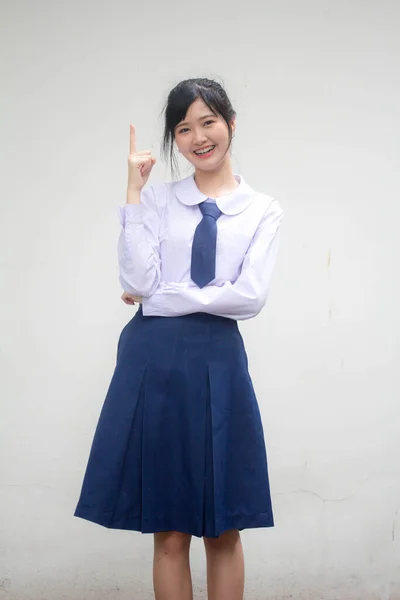 고교생의 아름다운 제복을 아름다운 소녀의 — 스톡 사진