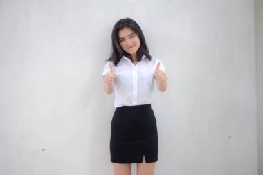 Portrait of thai adult student university uniform beautiful girl excellent