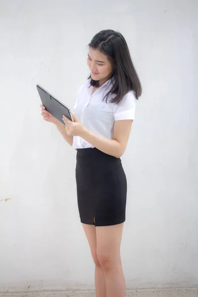 Portrait Von Thai Adult Student Universität Uniform Schöne Mädchen Mit — Stockfoto