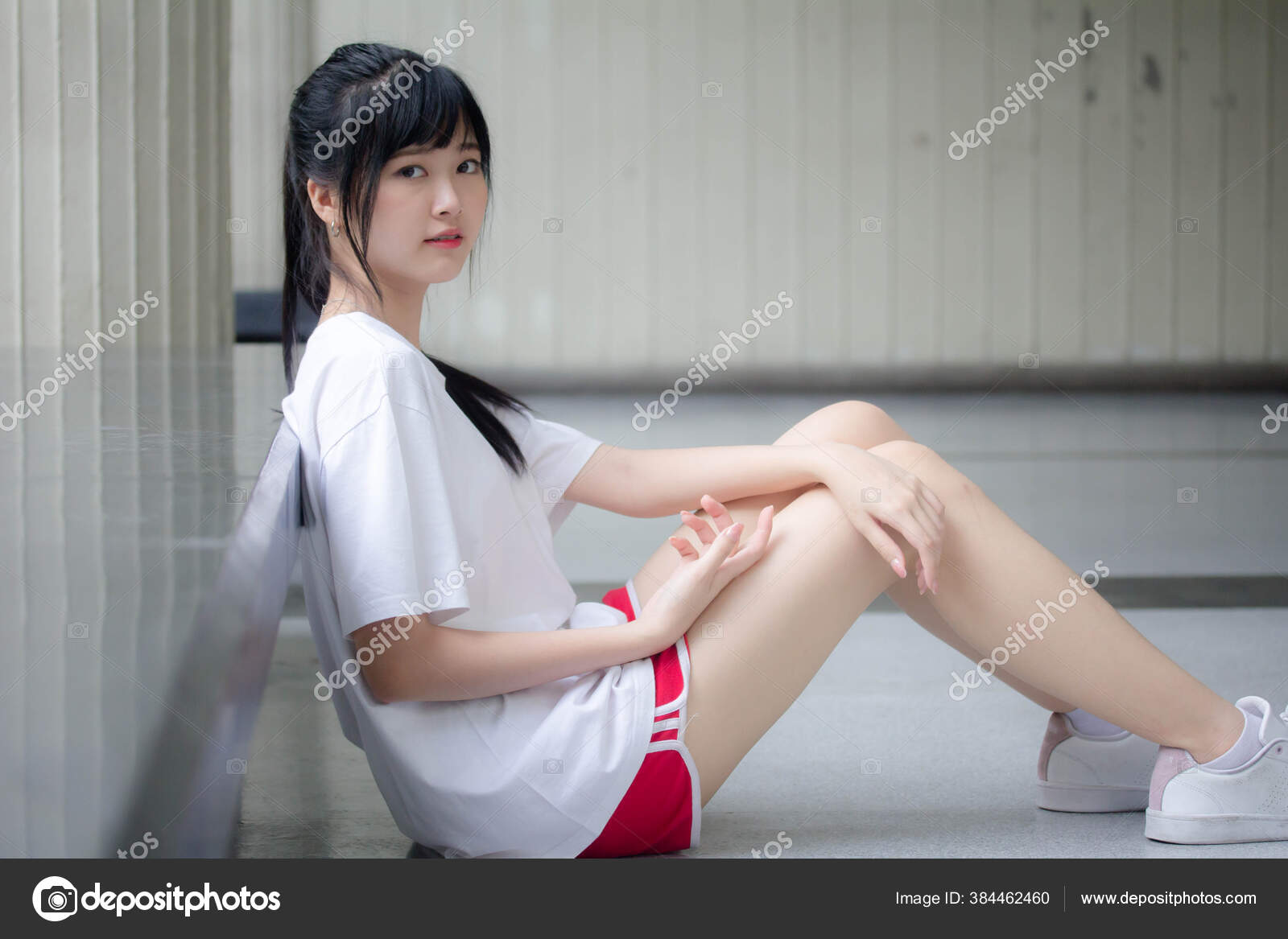 Asia Thai Japanese Teen Teen White Shirt Beautiful Girl Happy Stock ...