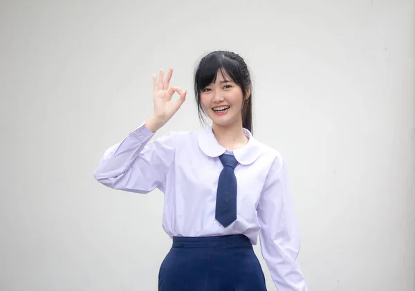 Portrait Thai High School Student Uniform Beautiful Girl — Stock Photo, Image
