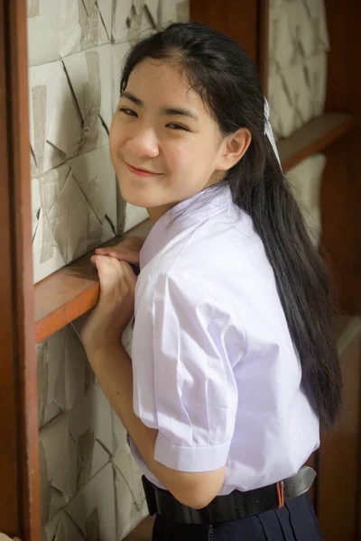 Porträt Von Thai High School Student Uniform Teen Schöne Mädchen — Stockfoto