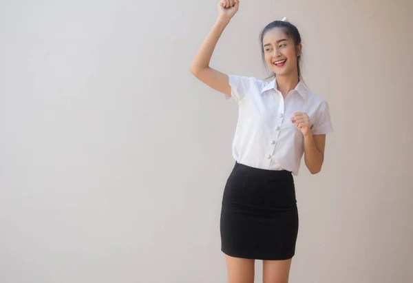 Retrato Tailandés Estudiante Adulto Universidad Uniforme Hermosa Chica Excelente — Foto de Stock