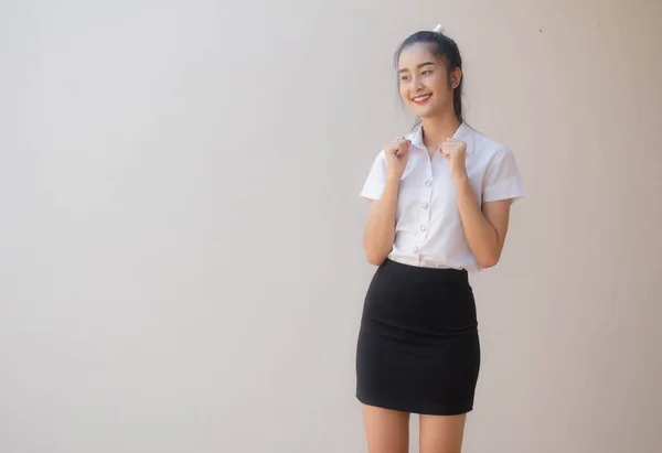 Portrait Thai Adult Student University Uniform Beautiful Girl Excellent — ストック写真