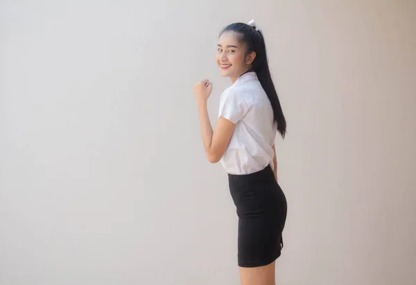 Portrait Von Thai Adult Student Universität Uniform Schön Mädchen Ausgezeichnet — Stockfoto