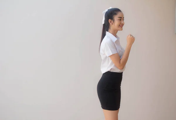 Portrait Von Thai Adult Student Universität Uniform Schön Mädchen Ausgezeichnet — Stockfoto