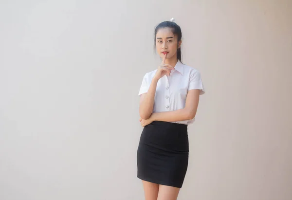 タイのポルノの大人学生の大学制服美しい女の子静かに — ストック写真