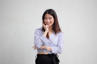 Taylandlı yetişkin güzel bir kızın portresi Düşün