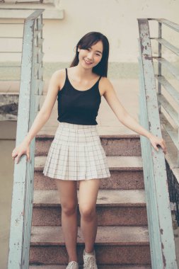 Tayland portresi yetişkin güzel kız rahatlama zamanı, Vintage Style