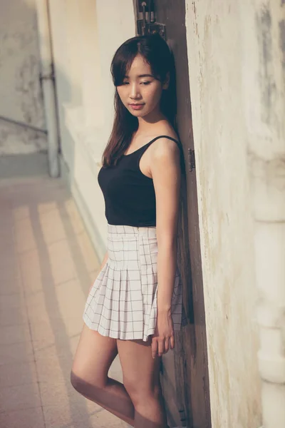 Portrait Thai Chine Adulte Belle Fille Temps Détente Dans Style — Photo