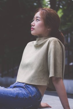 Tayland portresi yetişkin güzel kız rahatlama zamanı, Vintage Style