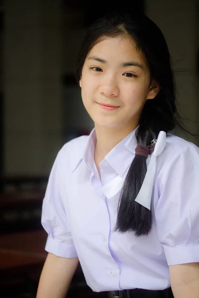 Porträt Von Thai High School Student Uniform Teen Schöne Mädchen — Stockfoto